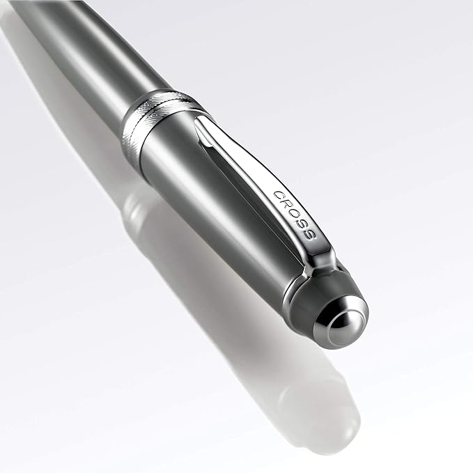 Cross Bailey Light Refillable Rollerball Pen Presented in a Everyday Gift Box - Medium Point, Black Ink, Polished Gray