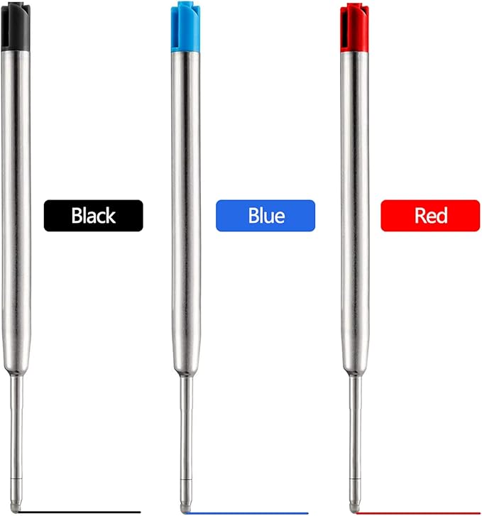 HeTaoCat Red Ink Refill Pack of 5, Replaceable Ballpoint Pen Refills, Medium Point Metal Refil (Red)