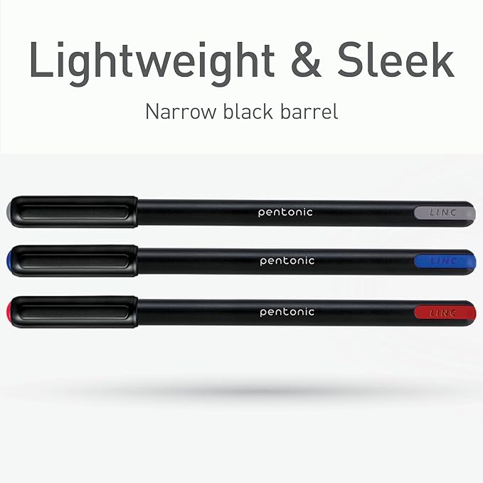 Pentonic Ballpoint Pens, 25 Count, Black, Red & Blue Colored Ink, 0.7 mm Fine Point, Smooth Writing For Journaling & Note Taking (PEN12126)