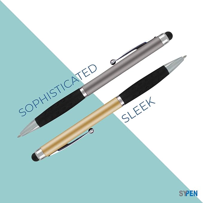 Personalized Pens With your Custom Logo or Text-300 Pack Bulk-for Businesses, Parties, and Events, 2 in 1 Ballpoint Pen & Stylus for Touchscreen Devices, L'Blue Barrel, Black Ink
