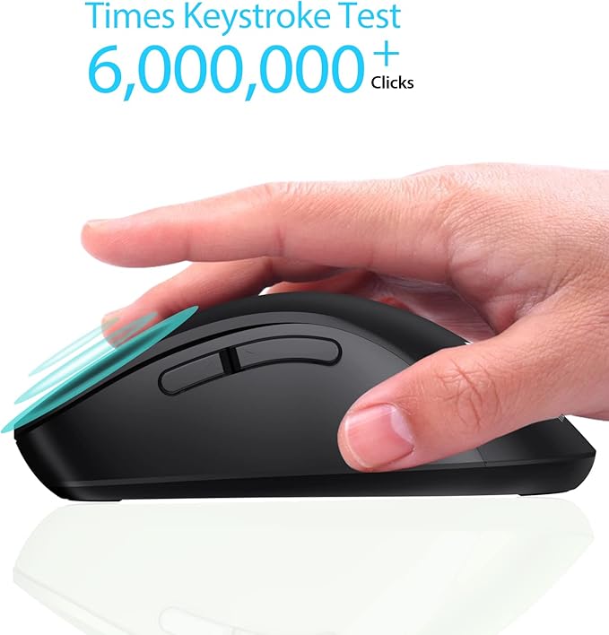 memzuoix 2.4G Wireless Mouse, 1400 DPI Computer Mouse with USB Receiver, Portable Wireless USB Mice Battery Powered Cordless Mice for Laptop, PC, Desktop, 5 Buttons (Black)