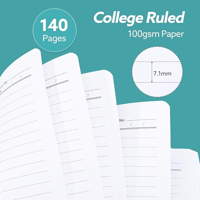Lined Spiral Notebook, 140 Pages College Ruled Journal for Women A5 Journaling Notebooks for Work & Note Taking Perfect for Men Women Office Home School, 5.9" x 8.3" - Black Flower