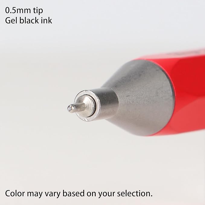 MARK'STYLE days, Gel Ink Metal Ballpoint Pen - 0.5mm Retractable Black Ink, Retro styling Light Weigh Pen, Made in Japan- Perfect for School, Office, and Journaling (Orange)