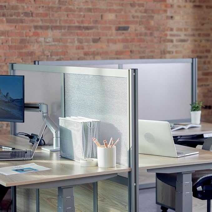 NBF Office Partitions - Cubicle Privacy Panel Wall Divider - Modern Room Separator with Quick Assembly - Indoor Laminate Free Standing Portable Room Divider Panel - 52" H x 73" W (Gray)