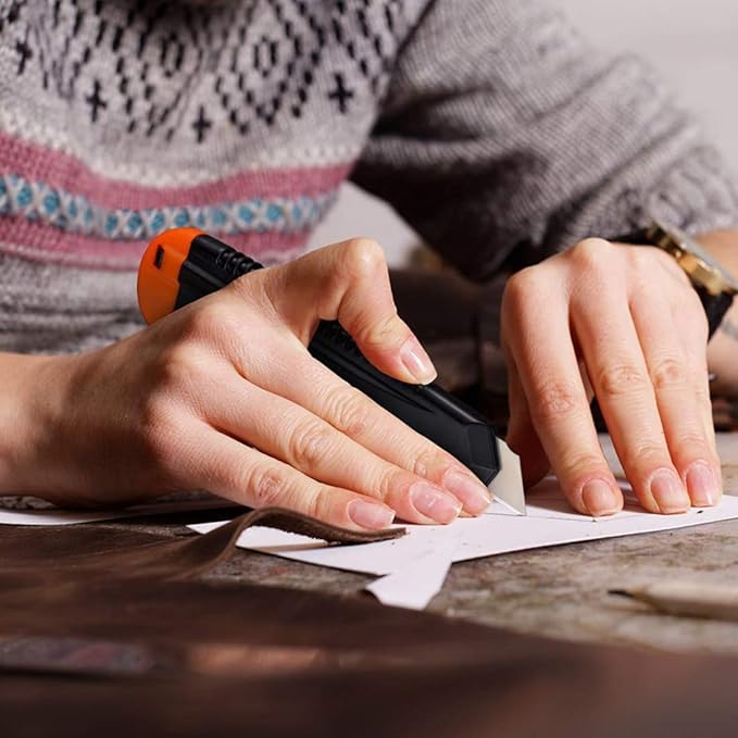 REXBETI Utility Knife, Retractable Box Cutter for Cartons, Cardboard and Boxes, 18mm Wider Razor Sharp Blade, Smooth Mechanism, Perfect for Office and Home use (72 Pack)