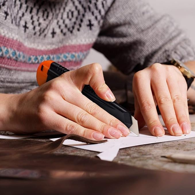 REXBETI 36 Pack Utility Knife, Retractable Box Cutter for Cartons, Cardboard and Boxes, 18mm Wider Razor Sharp Blade, Smooth Mechanism, Perfect for Office and Home use (36 Pack)