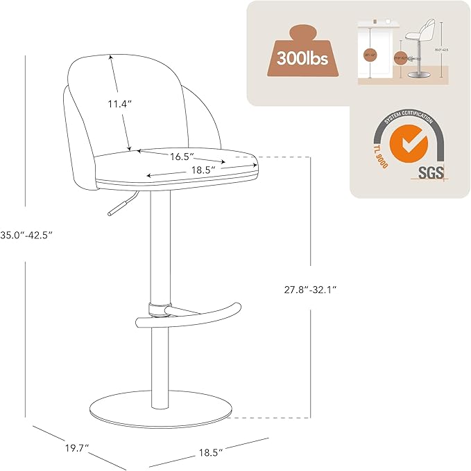 CHITA Adjustable Bar Stools Set of 3, Swivel Counter Height Stools with Stainless Steel Base for Bar, Kitchen Island, Dining Room, Gold
