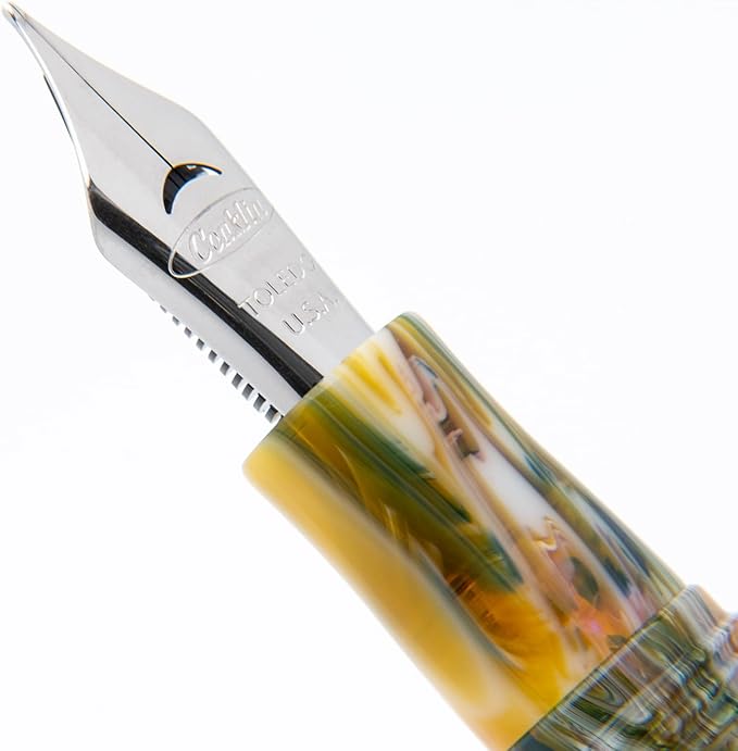 Conklin 1898 Fountain Pen, Misto Green - 14KT Gold Fine Nib | Luxury Writing Instrument with Unique Resin Blend | 14KT Gold Nib Made in Germany | Ideal for Pen Enthusiasts