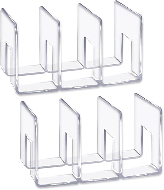 LUGUNU Acrylic Clear Purse Divider Organizer Clear Desk File Sorter Divider Mesh Folder Closet Shelf Storage Office Supplies Stand Holder Bookshelf (2 Pack of 3 Sections)