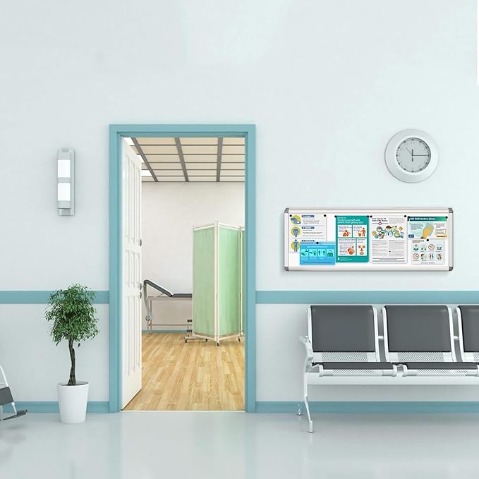 SWANCROWN Enclosed Bulletin Board Magnetic Dry Erase Noticeboard Lockable Display Boards White with Aluminium Frame 38x14inch(4xA4)