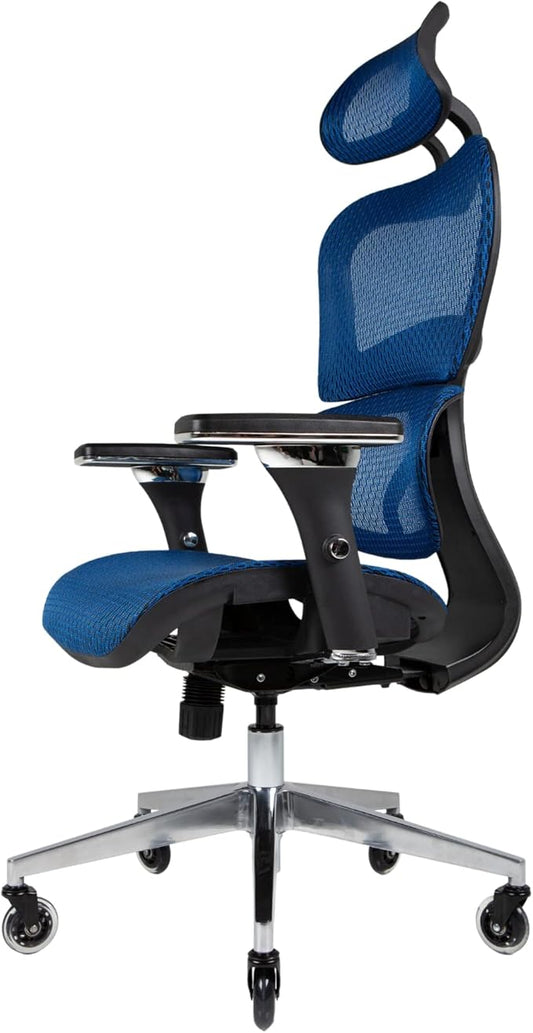 Nouhaus Ergo3D Ergonomic Office Chair Lumbar Support Mesh Office Chair with 4D Adjustable Armrest, Adjustable Headrest and Wheels, Mesh High Back Home Office Desk Chairs(Blue)