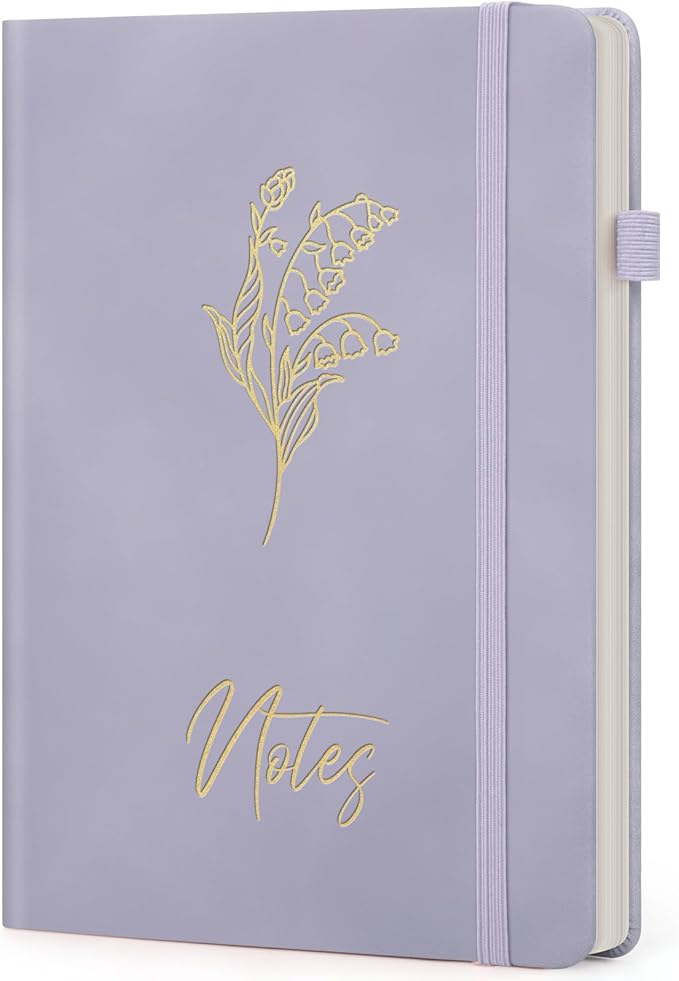 Lined Journal Notebook For Women, 200 Pages A5 Hardcover Leather Journals For Writing College Ruled Notebook For Work School Note Taking Business Diary Notepad 5.7'' X 8.3''- Smoky Purple