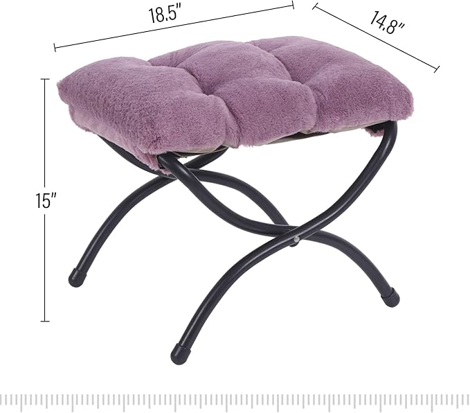 LITA Folding Upholstered Footrest Stool, Modern Small Portable Accent Ottoman with Detachable Thick Cotton Cushion Padded Sofa Stool with Metal Frame for Lazy Chair, Living Room & Bedroom