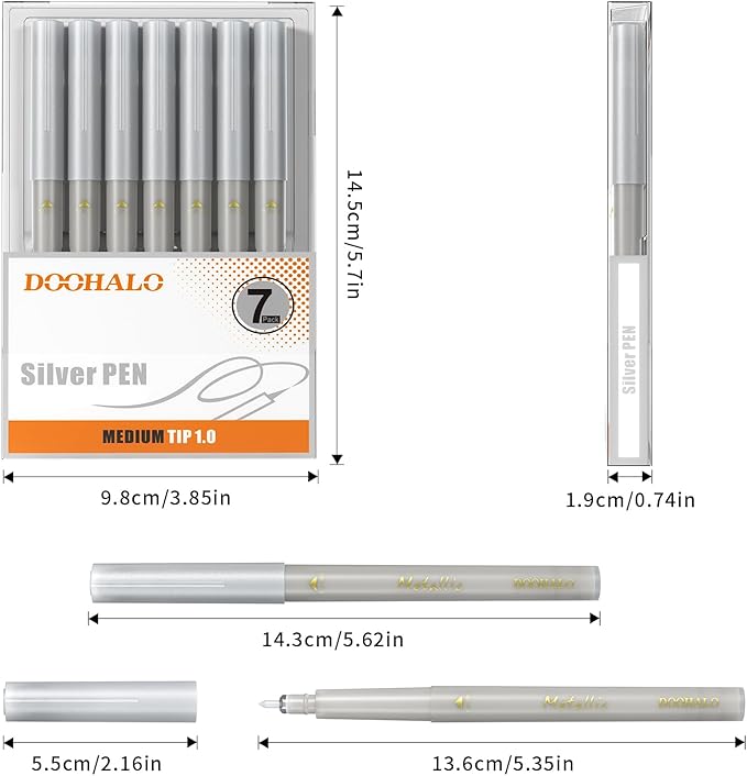 DOOHALO Metallic Pens Gold Silver Marker Compatible with Cricut 3/Maker/Explore 3/Air 2/Air Machine 1.0 Medium Point Tips for Drawing Writing