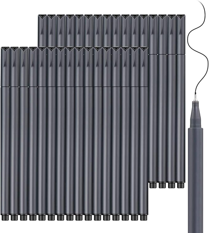 Taotree Journal Planner Pens, 24 Black Fine Point Pens, Ideal for Art, Crafts, Scrapbooks, School, Office, and More