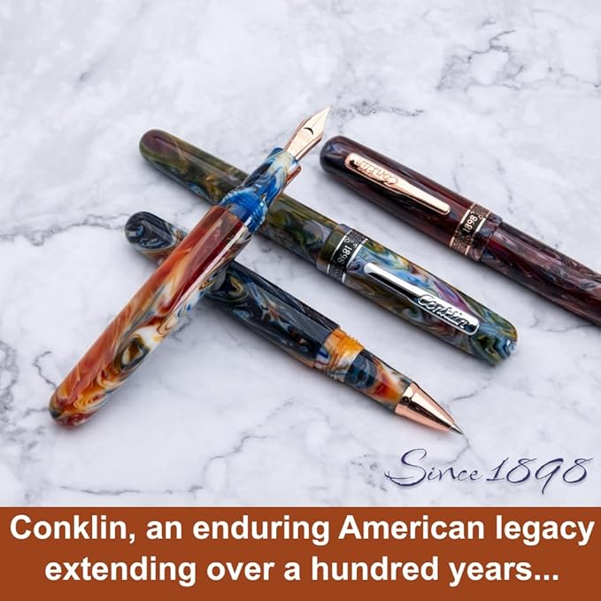Conklin 1898 Fountain Pen, Misto Orange - Broad Nib | Unique Resin Blend Design | JoWo Stainless Steel Nib Made in Germany | Ideal Gift for Pen Lovers