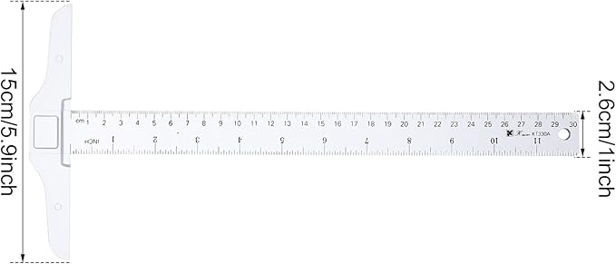 Pangda 12 Inch/ 30 cm Junior T-Square Plastic Transparent T-Ruler for Drafting and General Layout Work (2)