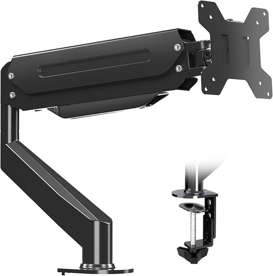 Suptek Single Monitor Mount,Adjustable Gas Spring Monitor Arm Desk Mount Stand Fits 17 20 22 23 24 26 27 32 33 inch,Holds up to 22 lbs, Black(MD18)