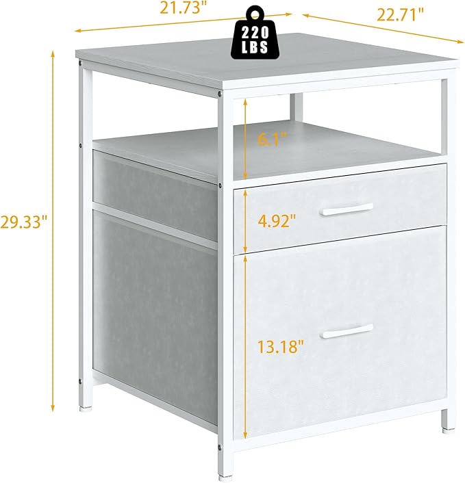 Mini Fridge Stand with 3 Storage, Mini Fridge Cabinet, Beverage Fridge Table, Heavy Duty 21.3" L* 22.7" W Tabletop, for Dorm, Apartment,Office, Bedroom White HB01BXW
