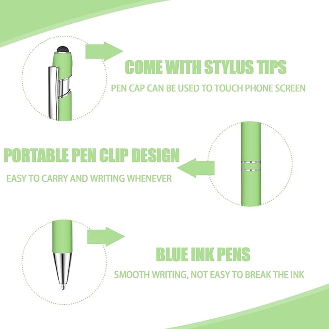 24 Pcs Blue Ink Ballpoint Pen with Stylus Tip 2 in 1 Ballpoint Pen 1.0 mm Blue Ink Metal Stylus Pen for Touch Screens Coworkers, Family, Colleagues, Office (pink colour)