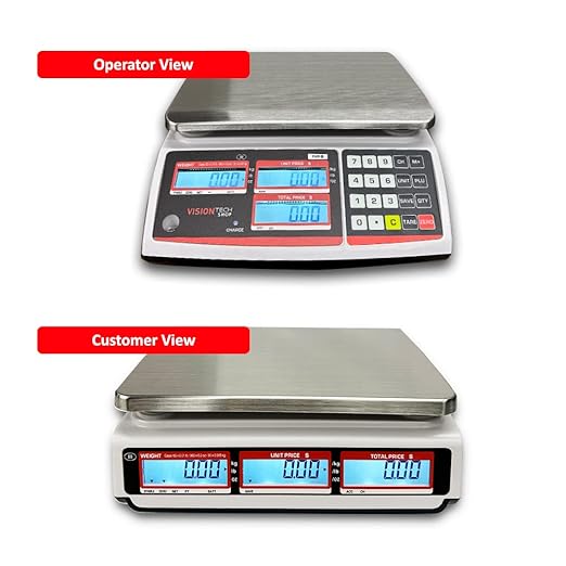 VisionTechShop TVP-60B Price Computing Scale, Lb/Oz/Kg Switchable, 60lb Capacity, 0.01lb Readability, NTEP Legal for Trade COC #19-038, NSF Certified
