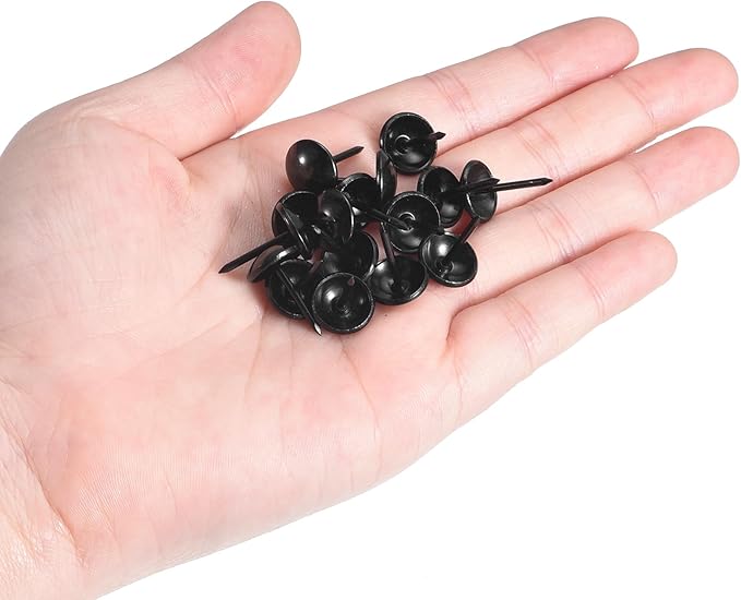 uxcell Upholstery Tacks Nail Pins Furniture, 50Pcs 11x17mm Thumb Tack Pins Assortment Kit Carbon Steel for Home Sofa DIY Decorative Nail Heads Nails, Black