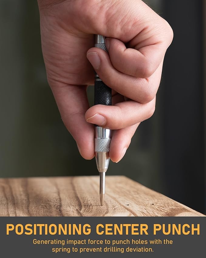 22 Pack Mechanical Carpenter Pencil Set with Sharpener 60 Refills, Automatic Center Punch, Carbide Scribe Tool, Eraser and Deep Hole Marker Pen, Heavy Duty Construction Pencil for Architect-With Pouch