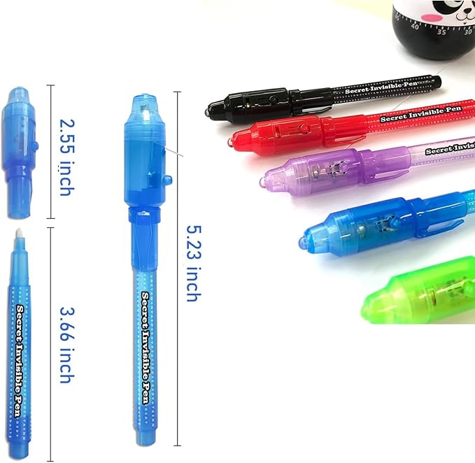 SCStyle Invisible Ink Pen 10Pcs with UV Light Magic Marker for Secret Messages, Writing Information for Birthdays, Easter, Halloween, Christmas Gifts for Students