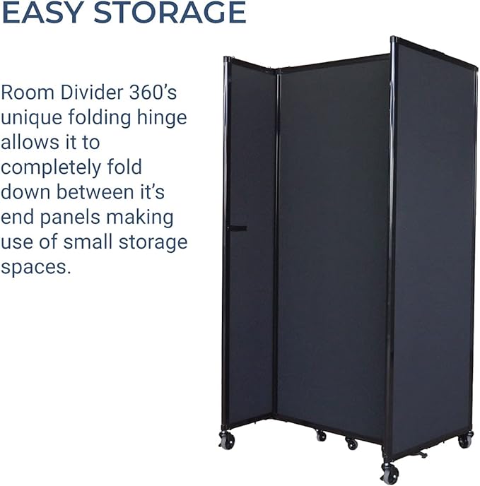 Versare Room Divider 360 Portable Wall Partition | Folding Panels | Large Freestanding Divider | Locking Wheels | Temporary Room Separator | 25' x 7'6'', Papaya