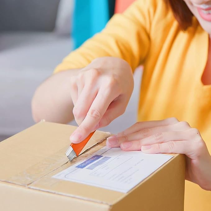 DIYSELF Box Cutters, 48 Pack Letter Openers, Mini Utility Knife, Razor Knife with Single Edge Razor Blade, Box Cutter Retractable for Office, Home, Warehouse, School, Box Cutter Knife (Orange)