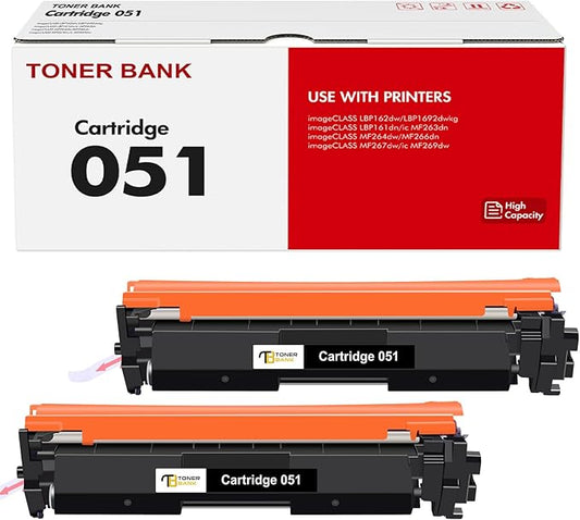 051 MF264DW Toner Cartridge Compatible for Canon Toner Cartridge 051 CRG-051 051H CRG-051H for imageCLASS MF264dw MF269dw MF267dw LBP162dw MF266dn MF263dn LBP161dn Printer 2-Pack