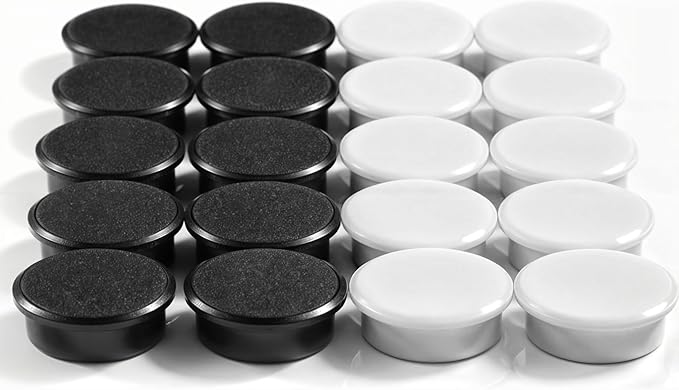 Qualsen Fridge Magnets, Cute Refrigerator Magnets for Whiteboard, Locker, Office, Classroom, Kitchen (20Pcs-Black+White)