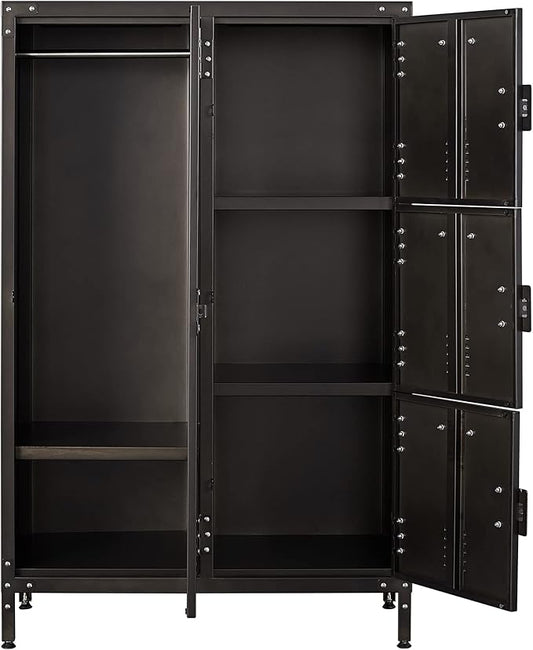 Letaya Metal Locker Storage Cabinet,55" Steel Retro Wardrobe,4 Doors Lockable,Adjustable Feet Organizer Locker for Employees Home Office School Gym (4 Door)