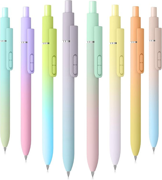 Black Ballpoint Pens, 8Pcs 1.0mm Medium Point Smooth Writing Pen, High-end Long Lasting Ball Pens for Journaling, Home, Office, Supplies, Aesthetic Gifts (Gradient-8pcs)