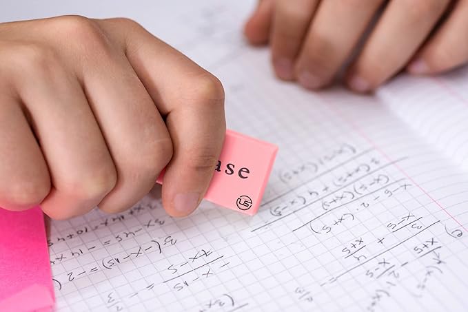 Pink Erasers, Erasers for Kids, Rubber Eraser, 24 Count, Erasers Bulk for School Supplies, Art, and Office Use
