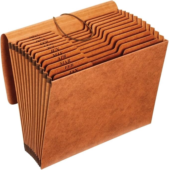 Globe Weis /Pendaflex Heavy Duty Expanding File with Flap, 12 Monthly Pockets, 1/3 Cut Tabs, Brown, Letter Size (R117MLHD)