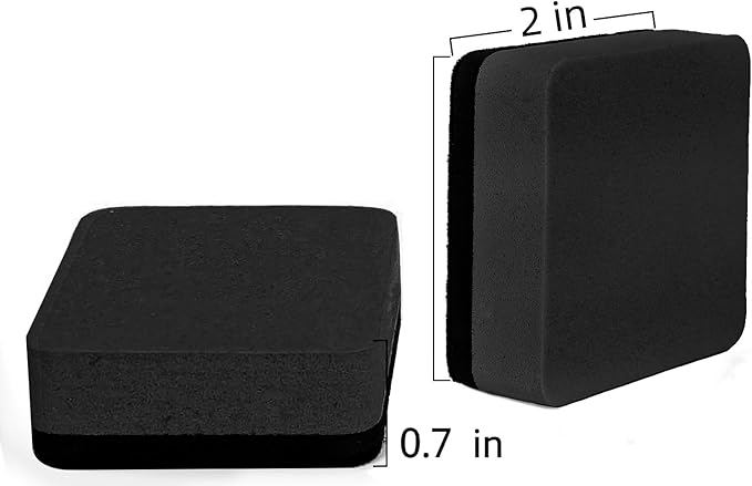 Dry Erase Erasers, 48 Pack Magnetic Whiteboard & Chalkboard Cleansers, Small Magnetic Erasers (Black)