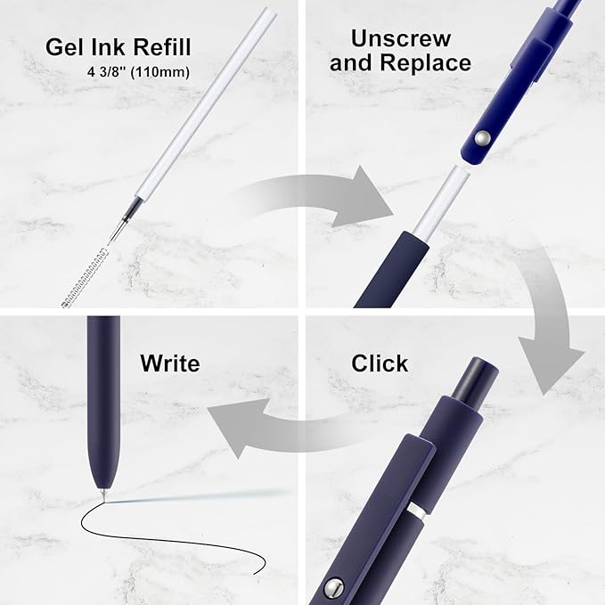 LINFANC Gel Pens, 12 Pcs 0.5mm Quick Dry Black Ink Pens Fine Point Smooth Writing Pens for Journaling Aesthetic Pens Retractable Gel Pens School Supplies Black Pens Gel Ink Pen Office Supplies