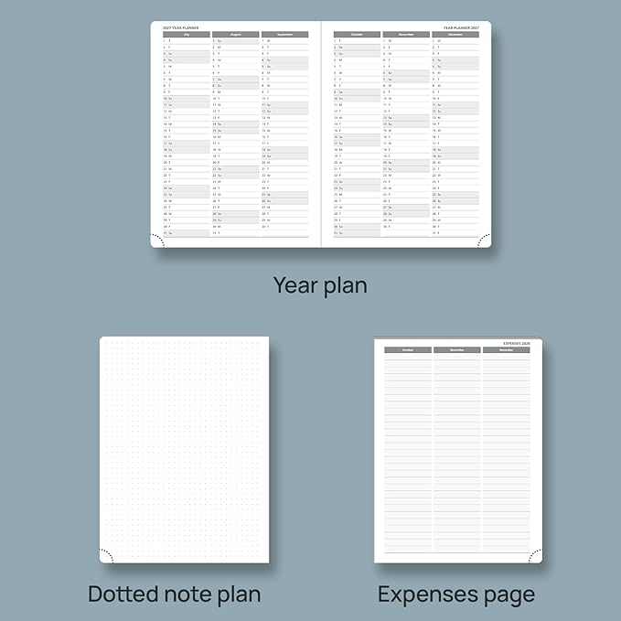 POPRUN 2026 Planner (Medium Size 8.5''x 6.5'' Hardcover) - Daily Weekly and Monthly Calendar Agenda 2026 Appointment Book with Hourly Time Slots, Monthly Tabs, 100 GSM - Navy Blue