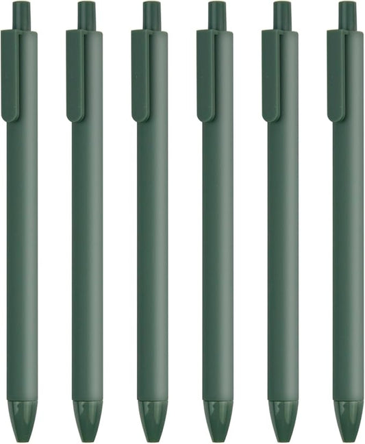 ldcrea Green Gel Pens 0.5 Fine Tip, Black Ink, Silky Grip, 6 Pack