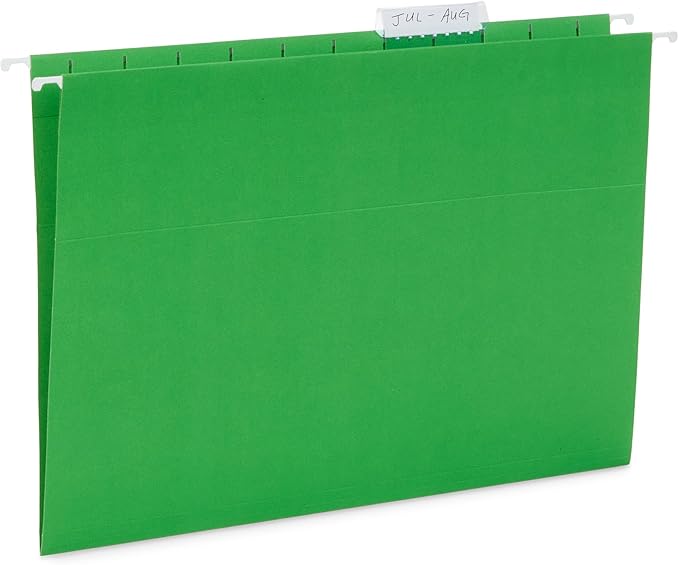 Blue Summit 75 Pack Colored Hanging File Folders Letter Size No Expansion, Colored Hanging File Folders Bulk, Assorted Colors, Designed for Bulky Files, Medical Charts, 1/5 Tabs