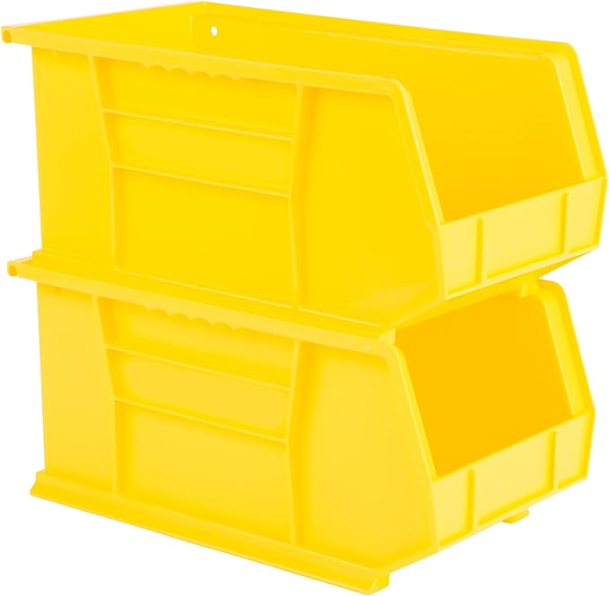 Hudson Exchange 15" x 8" x 7" (6 Pack) Plastic Stackable Storage Bin and Hanging Container, Yellow