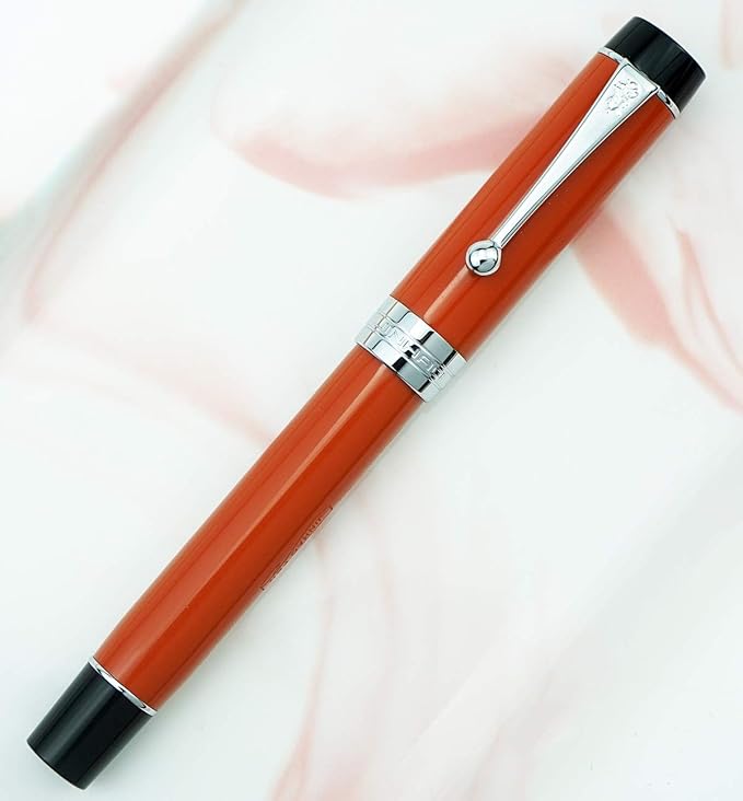 Jinhao 100 Fountain Pen Celluloid Classic Style, #6 Nib Smooth Writing Instrument with Refillable Converter and Pen Case Set