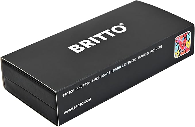 Britto Premium Rollerball Pen - Extra Fine Point with 0.5mm Premium-Grade Refillable Liquid Black Ink, Smooth Precision Writing & Quick Drying Pen for Journaling (Japanese, Brush Hearts)
