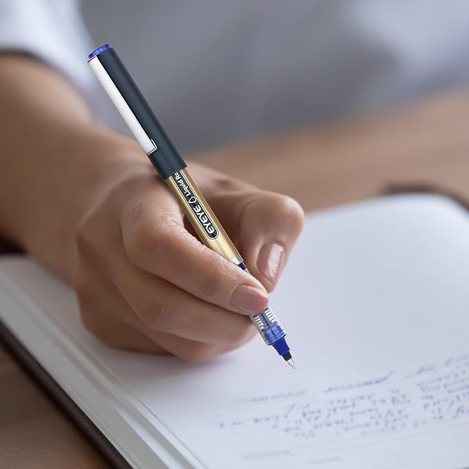 EYEYE 0.7mm Blue Rollerball Pens 12 Pack Medium Point Smooth Writing Pens, Quick Dry Liquid Ink for Journaling, Note Taking, Office & School Supplies