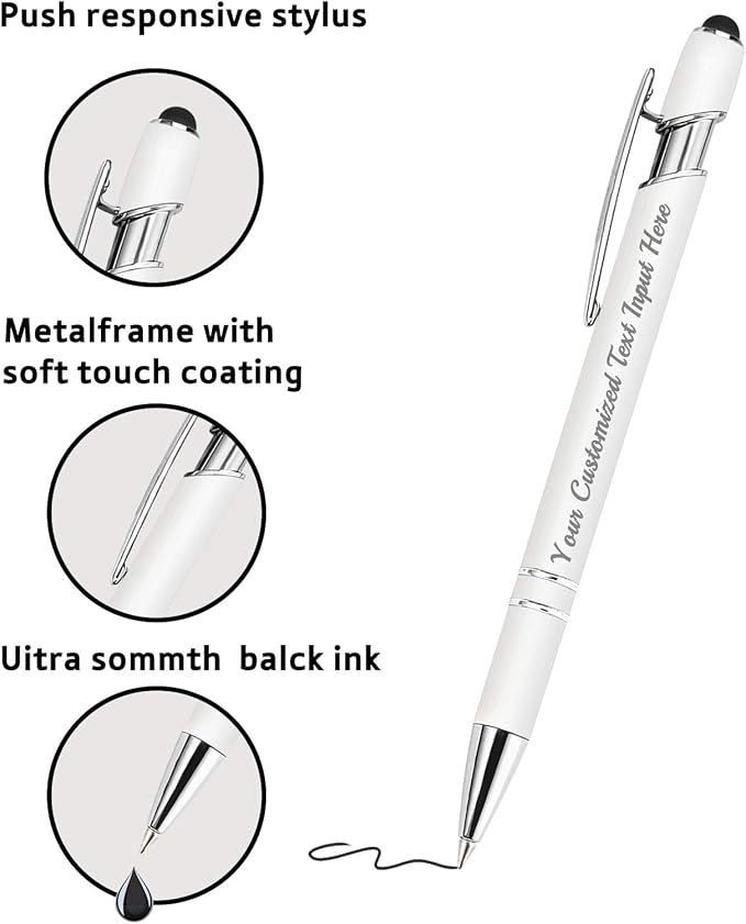 Personalized Ballpoint Pen, 100 Pcs, Customized with Name and Logo, Black Ink, Touch Tip Design, Ideal for Office and School Supplies