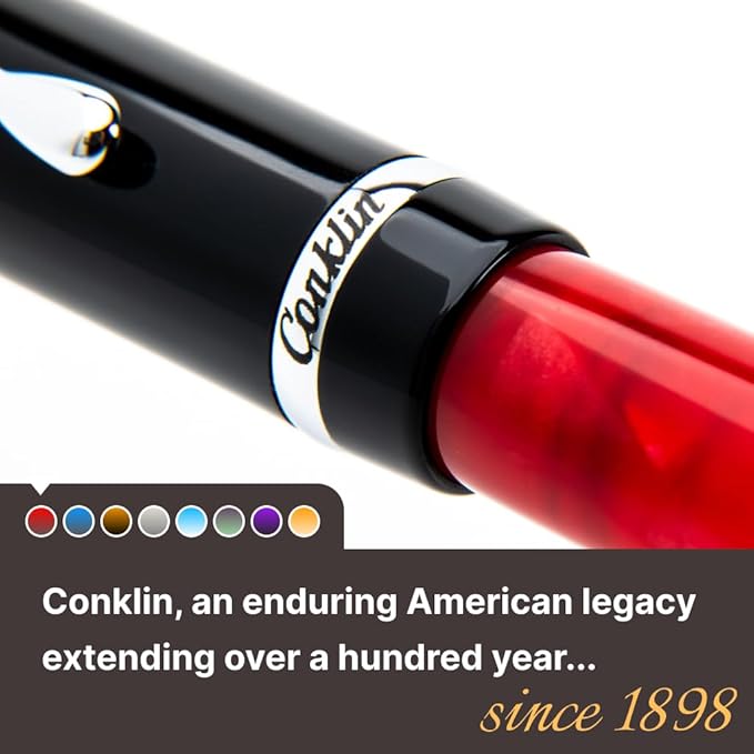 Conklin Duragraph Fountain Pen Red Nights - Extra Fine Nib, Precision Writing Instrument with Bold Red Finish