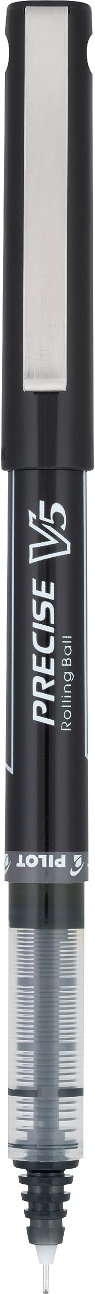 Pilot Precise V5 Rollerball Pens, Extra Fine Point 0.5 mm Black Pen, Black, Pack of 12