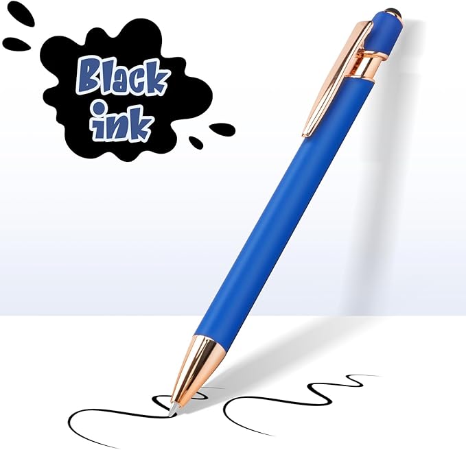Personalized Pens in Bulk, Customized Engraved Pens with Name or Text, Black Ink Ballpoint Pens with Stylus for Business, Promotional Gifts, Events, Parties, Students, Gifts