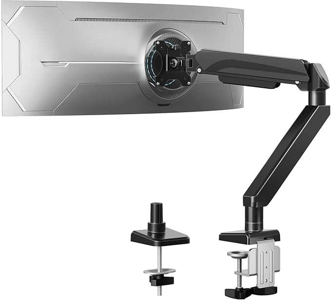 MOUNTUP Heavy Duty Single Monitor Arm for 42 40 39 34 32 27Inch Screens, Monitor Stand for Desk Supports 4.4-33 lbs, Height Adjustable Ultrawide Monitors Mount with C-Clamp & Grommet Base